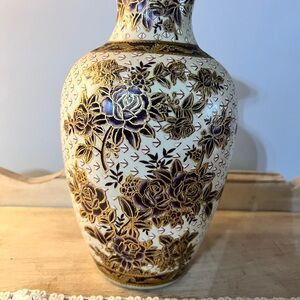 Floral Vase with Gold and Purple Details